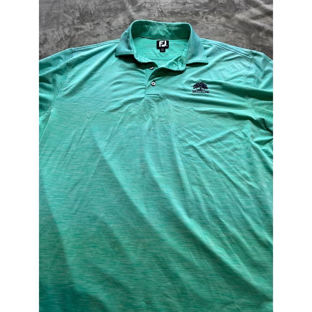 FJ Footjoy White Oak Short Sleeve Polo Shirt Men's XL Green Teal